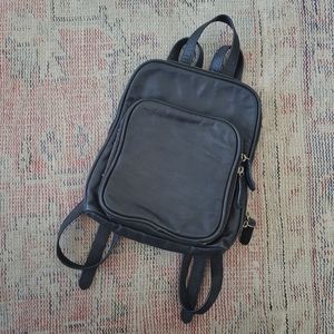 Margot black leather Backpack mini small purse buckles